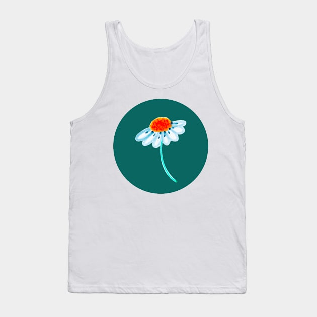 Daisy Blooms Pattern on Jade Green Tank Top by Neginmf